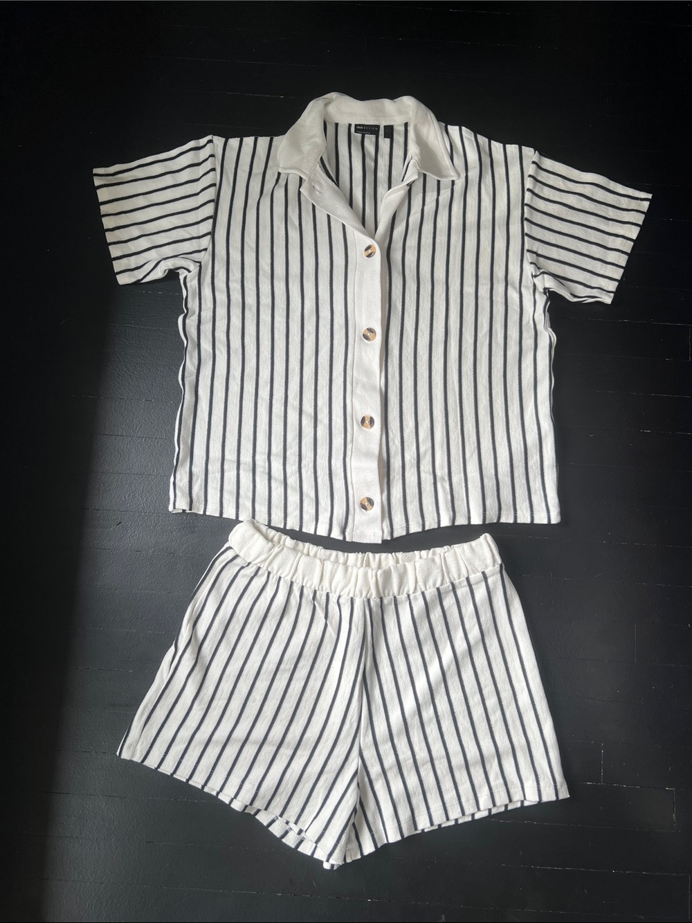 ASOS Design Textured Striped Resort Shirt and Shorts Set